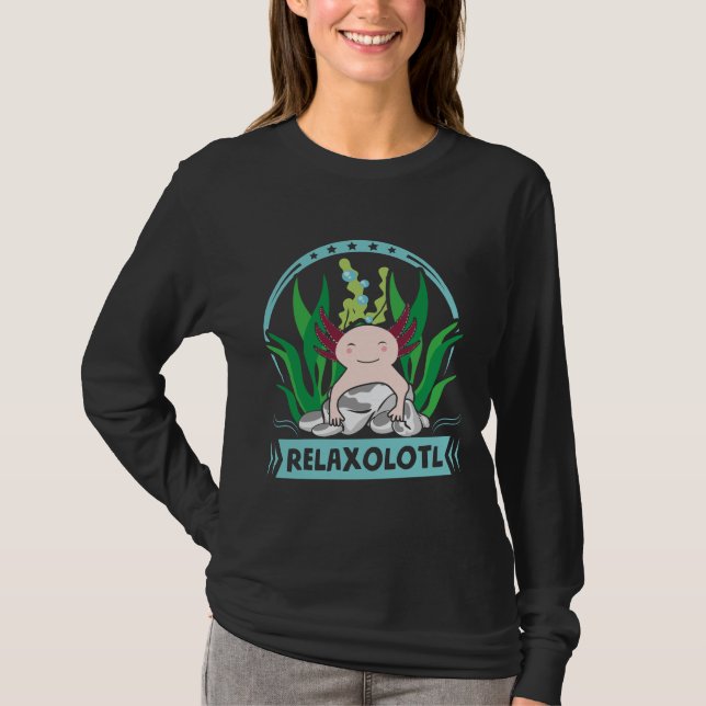 Cute Axolotl relaxing Amphibia Salamander Kawaii T Shirt (Framsida)