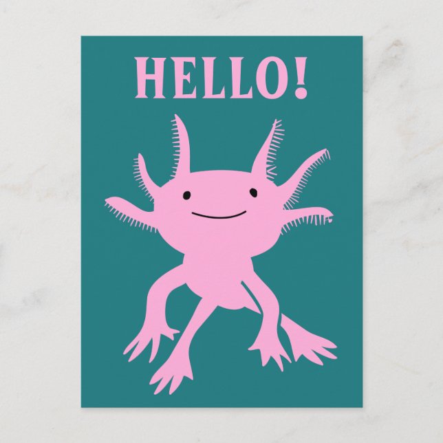 Cute Axolotl Rosa Salamander Hej vykort (Framsida)