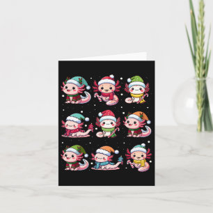 Cute Axolotl Santa Hat Julafton Ljus Japanska Kris Kort