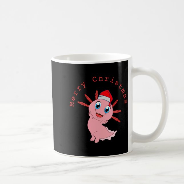 Cute Axolotl Santa Merry Christmas T Shirt  Kaffemugg (Höger)