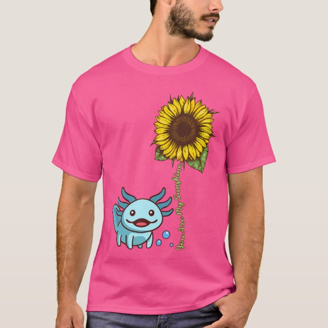 Cute Axolotl Solros Mexican Walking Fish Blue S T Shirt (Framsida)