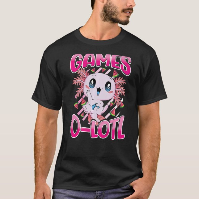 Cute Axolotl spelar konsolvideospel Axolotl G T Shirt (Framsida)