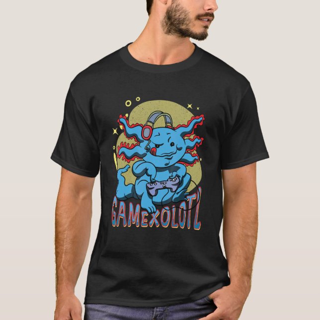Cute Axolotl spelar konsolvideospel Gamexolot T Shirt (Framsida)
