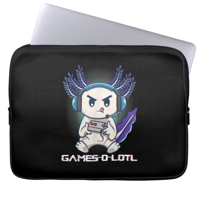 Cute Axolotl spelar konsolvideospel Laptop Fodral (Framsidan)