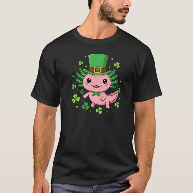 ​Cute Axolotl St Patrick's Day Art T Shirt (Framsida)