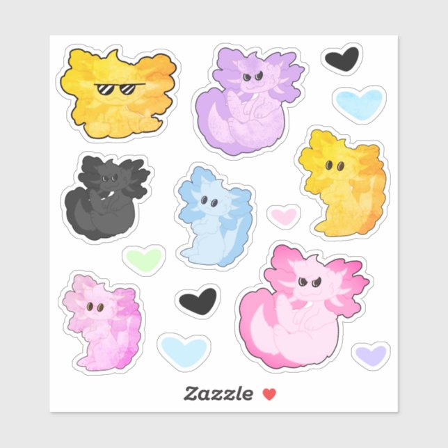 Cute Axolotl Stickers Klistermärken (Ark)