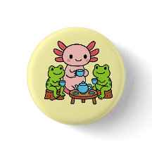 Cute Axolotl Tea Time med knappen Vänner