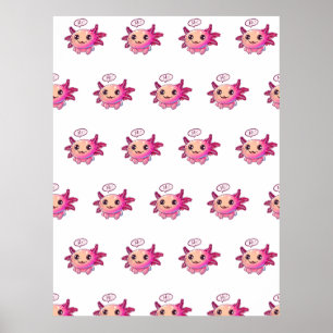 Cute Axolotl Tecknad i tecknad stil Poster