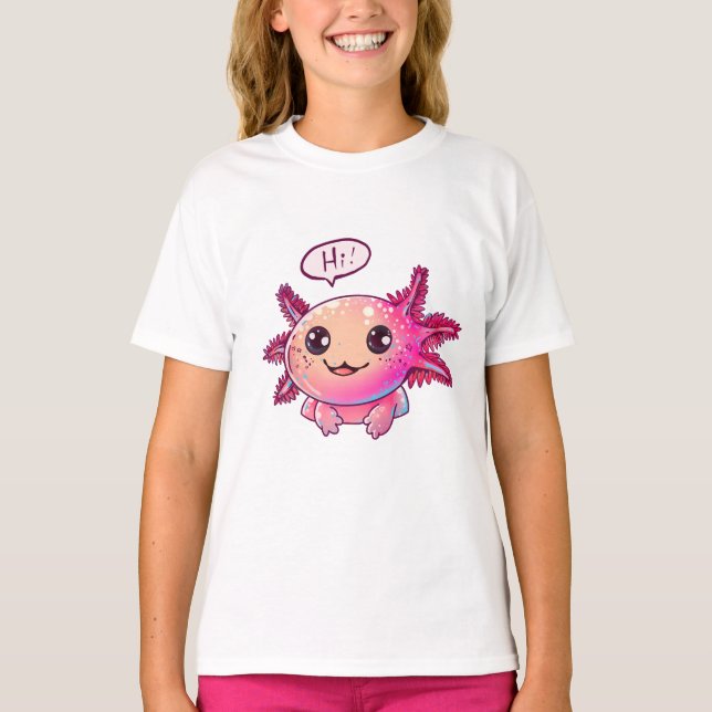 Cute Axolotl Tecknad i tecknad stil T Shirt (Framsida)