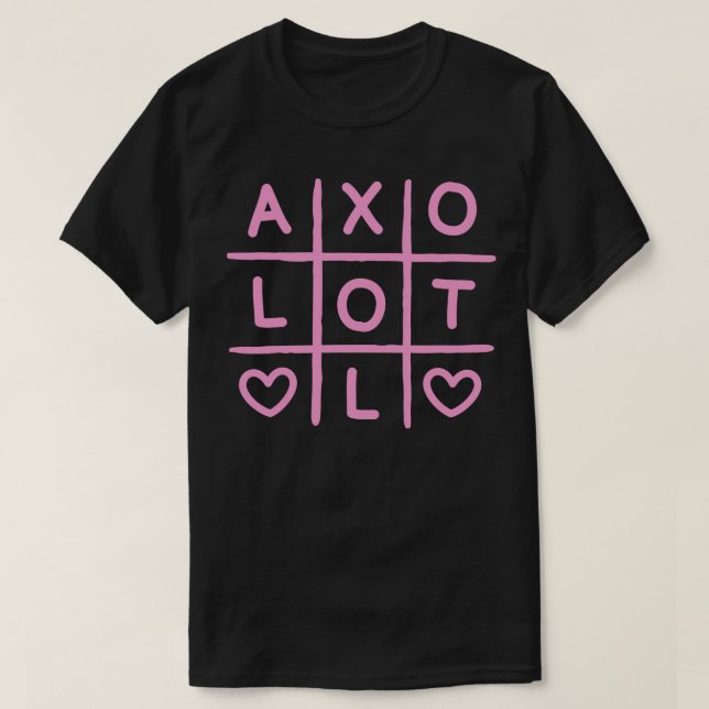 Cute Axolotl Tic Tac Toe Rosa T Shirt (Design framsida)