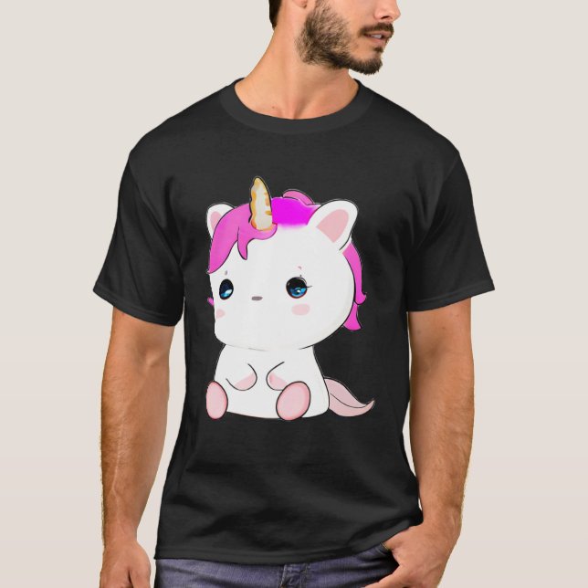 Cute Axolotl Unicorn Cat Illustration T Shirt (Framsida)