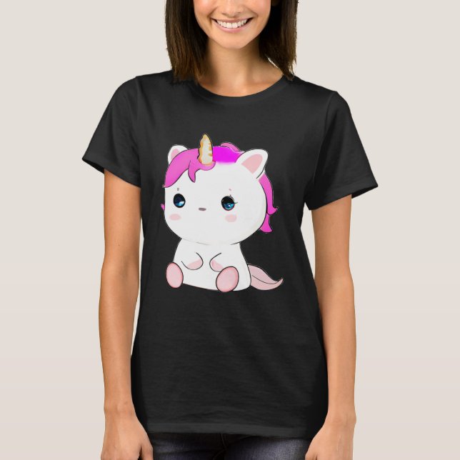 Cute Axolotl Unicorn Cat Illustration T Shirt (Framsida)