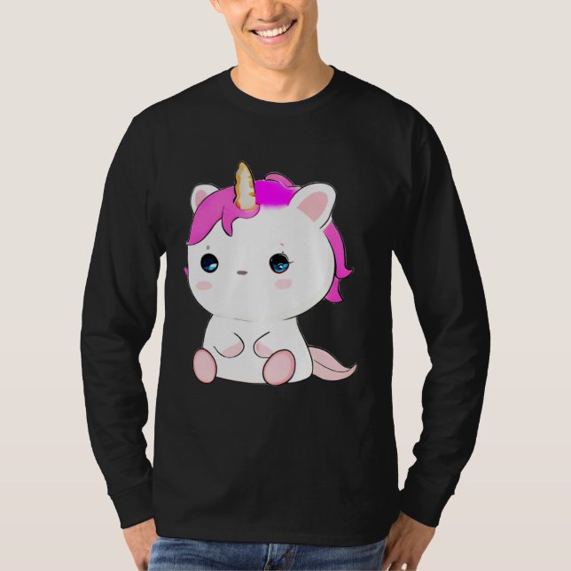 Cute Axolotl Unicorn Cat Illustration T Shirt (Framsida)