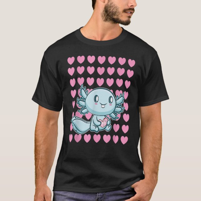 Cute Axolotl Valentine Day I Kärlek du Alotl Walk T Shirt (Framsida)