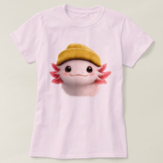 Cute Axolotl Wearing Beanie Retro 90s Design  T Shirt