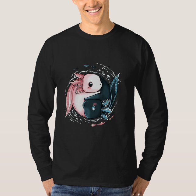 Cute Axolotl Yin Yang Plush Pets Cherry Blommar Gi T Shirt (Framsida)