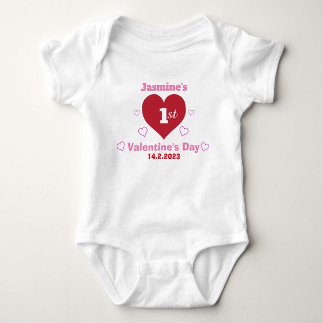 Cute Baby 1:a Alla hjärtans dag Personlig vit T Shirt (Framsida)
