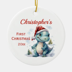 Cute Baby 1:a jul-Dinosaur Julgransprydnad Keramik