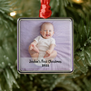 Cute baby 1st christmas julgransprydnad metall