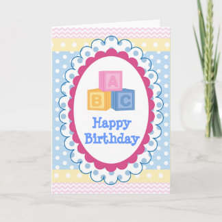 Cute Baby ABC Polkadot Birthday Kort