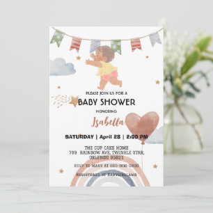 Cute baby African American Children dusch Inbjudningar