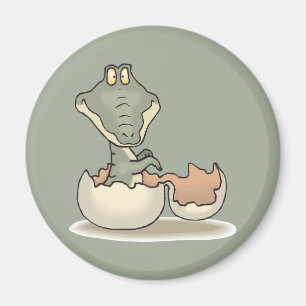 Cute Baby Alligator Tecknad Hating från Eggshell Magnet