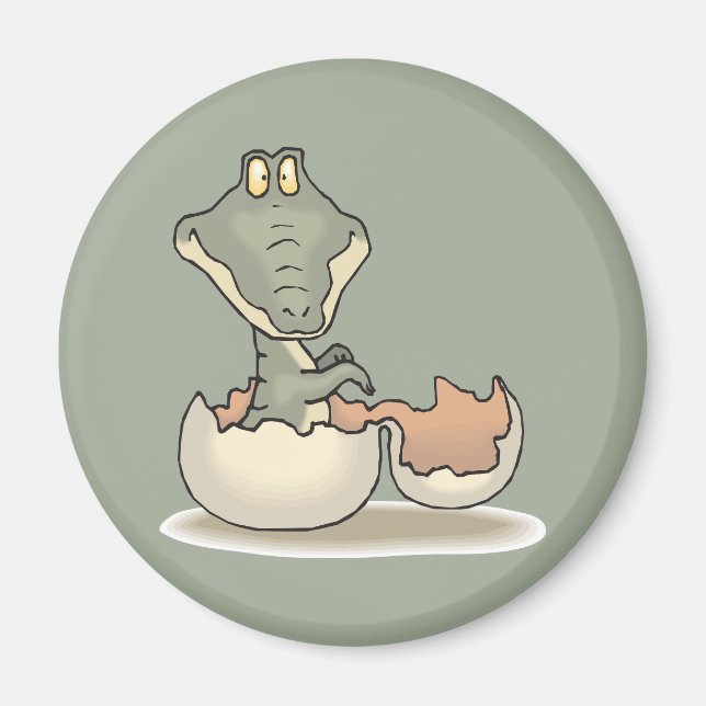 Cute Baby Alligator Tecknad Hating från Eggshell Magnet (Framsidan)