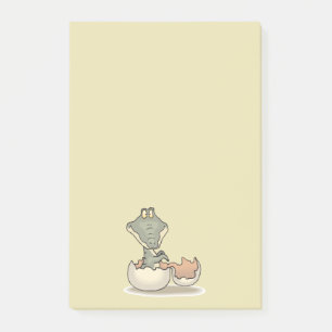 Cute Baby Alligator Tecknad Hating från Eggshell Post-it Block