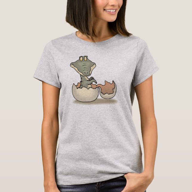 Cute Baby Alligator Tecknad Hating från Eggshell T-shirt (Framsida)