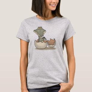 Cute Baby Alligator Tecknad Hating från Eggshell Tee