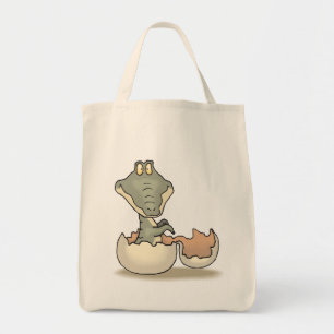 Cute Baby Alligator Tecknad Hating från Eggshell Tygkasse