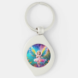 Cute Baby Angel Vingar Art-38424 Swirl Silverfärgad Nyckelring
