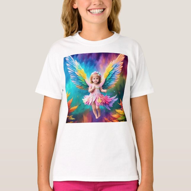 Cute Baby Angel Vingar Art-38424 T Shirt (Framsida)