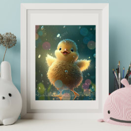 Cute Baby Anka dancing in Rain Art Poster