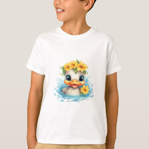 Cute Baby Anka Ducklings Roligt: blommor T Shirt