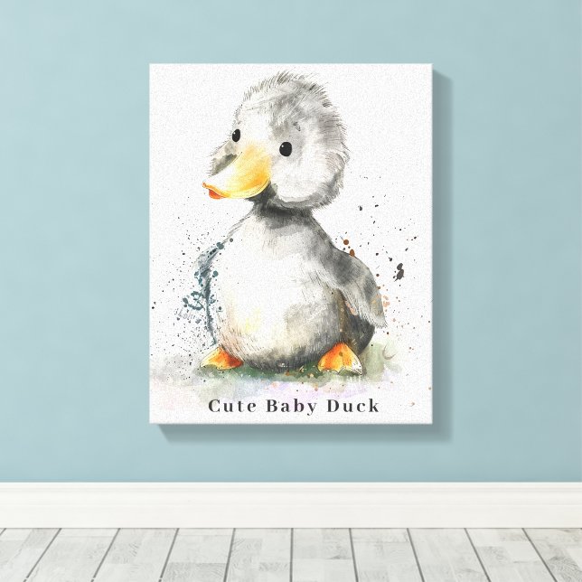 Cute Baby Anka Watercolor Canvastryck (Insitu (trägolv))