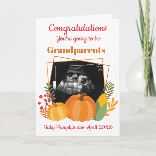 Cute Baby annoncement Scan Pumpkin Congragrations Kort (Framsida)