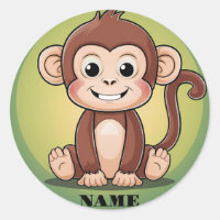 Cute baby apa med stor leende grönt bakgrund