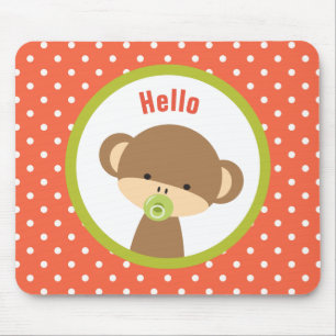 Cute Baby-apan med Nappar på Polka dots Musmatta