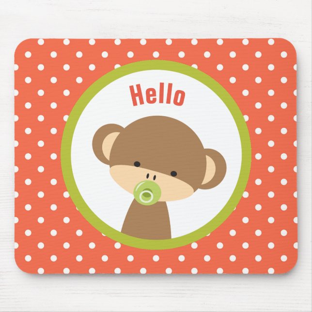 Cute Baby-apan med Nappar på Polka dots Musmatta (Framsidan)