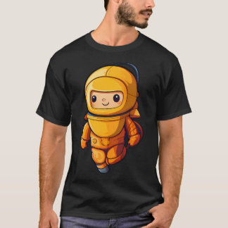 Cute Baby astronaut i Space Kostym med brant Yel T Shirt