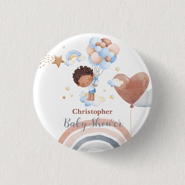 Cute baby Balloon African american Baby dusch Knapp (Framsida)