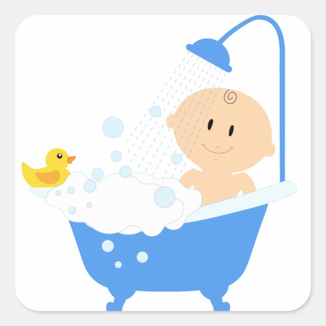 Cute Baby Bathtub Fyrkantigt Klistermärke (Framsida)