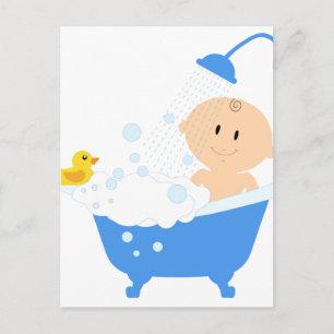 Cute Baby Bathtub Inbjudan Vykort