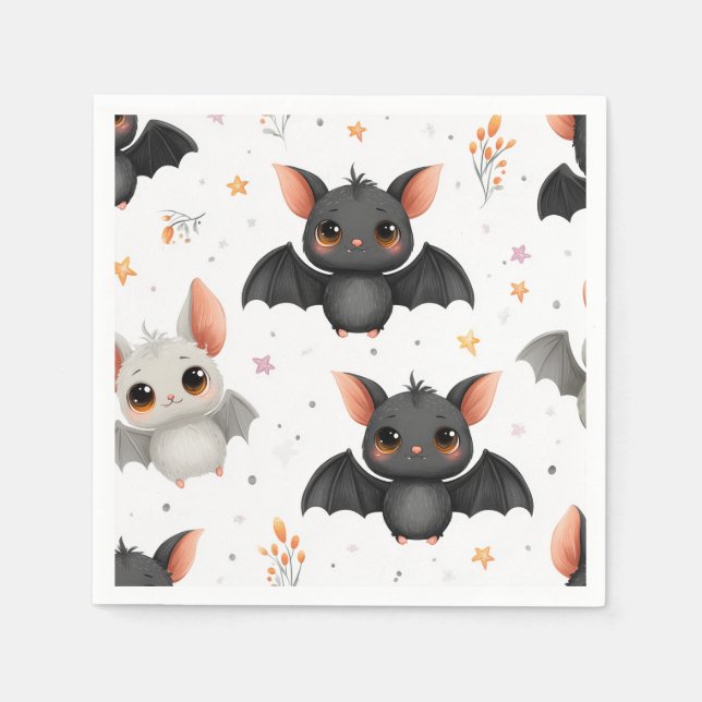 Cute Baby Bats Halloween Party Napkins Pappersservett (Framsidan)