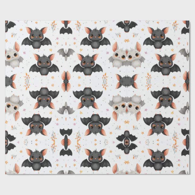 Cute Baby Bats Halloween Wrapping Paper Presentpapper (Platt)