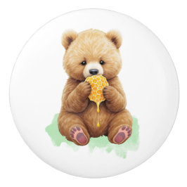 Cute Baby Bear Cup eating Honey Knopp