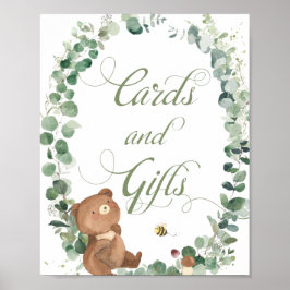 Cute Baby Bear Eucalyptus Grey Cards och Gisses Poster