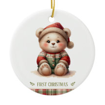 Cute Baby Bear First Christmas Keepsake Photo