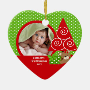 Cute Baby Bear Girl Photo First jul Ornament